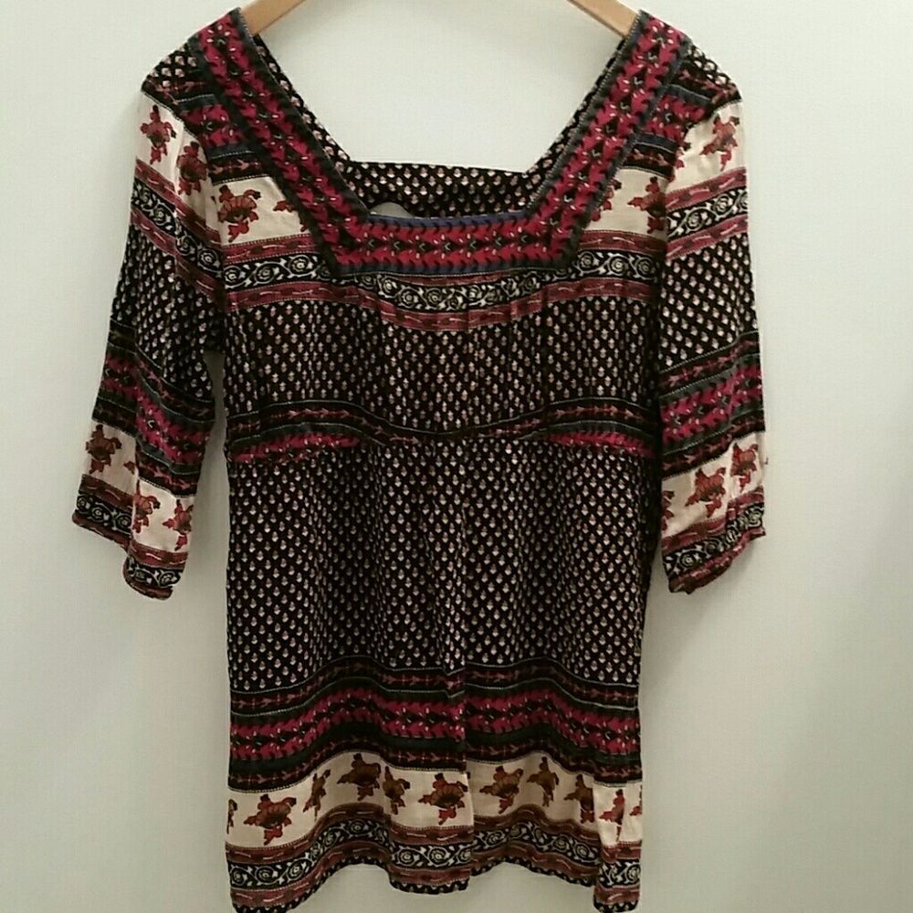 Kaktus - Boho Babydoll Top 3/4 Sleeves Size Medium